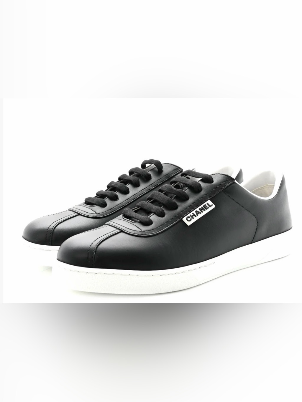 Chanel Black Leather Women’s Sneakers Sz 36